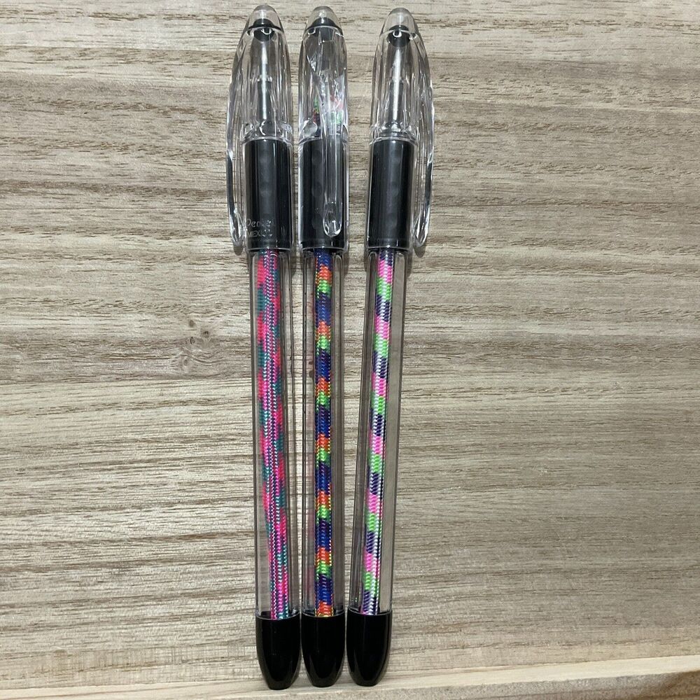 Artistic Decorated Black Ink Pens Set Of Three Different Color Combo's